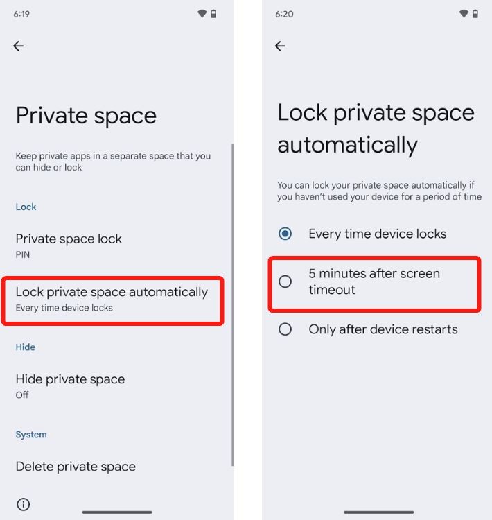 What Is Private Space on Android 15 and How to Use It 6 Lock Private Space Automatically